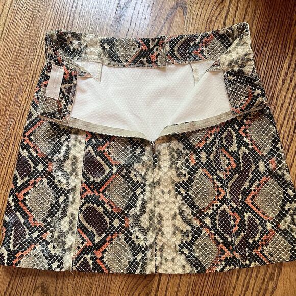 Alter'd State Wom Sz XS Snake Print Mini Skirt High Waist Tan Grey Orange Zipper - Picture 7 of 13
